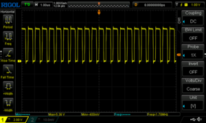 The PWM signal on Pin 8 of a PWM2306 during normal operation