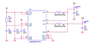 The PAM2306 chip in the schematic of the Raspberry Pi 2[2]
