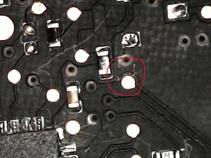 Testing point for L1 switch on controller board rev. F - left